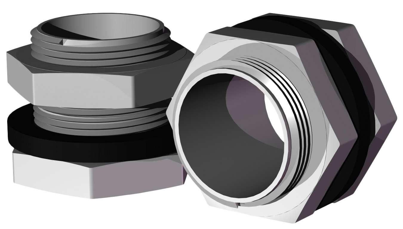 2 cable glands for linking 2 boxes IP65. Metric 32